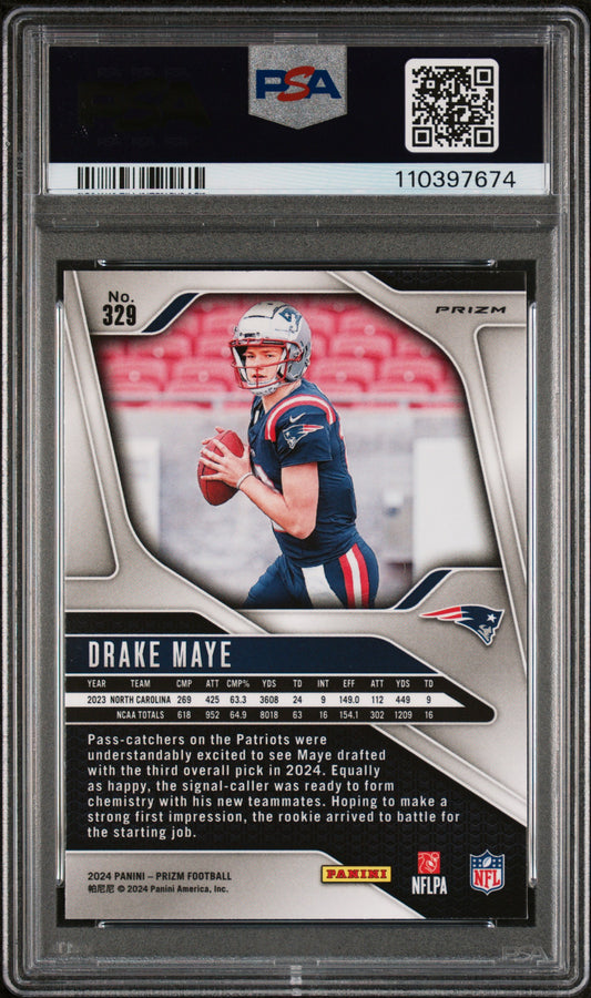 2024 Panini Prizm Drake Maye #329 Silver PSA 10