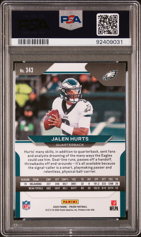 2020 Panini Prizm Jalen Hurts #343 PSA 10