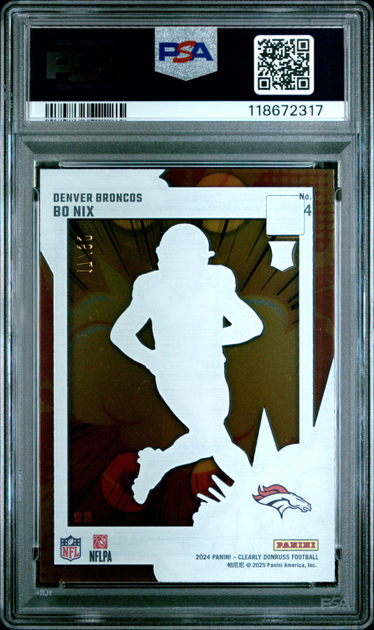 2024 Panini Clearly Donruss Clearly Bomb Squad Bo Nix #4 Red PSA 9