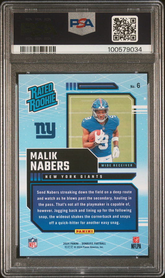2024 Panini Donruss Rated Rookies Retro Malik Nabers #6 PSA 10