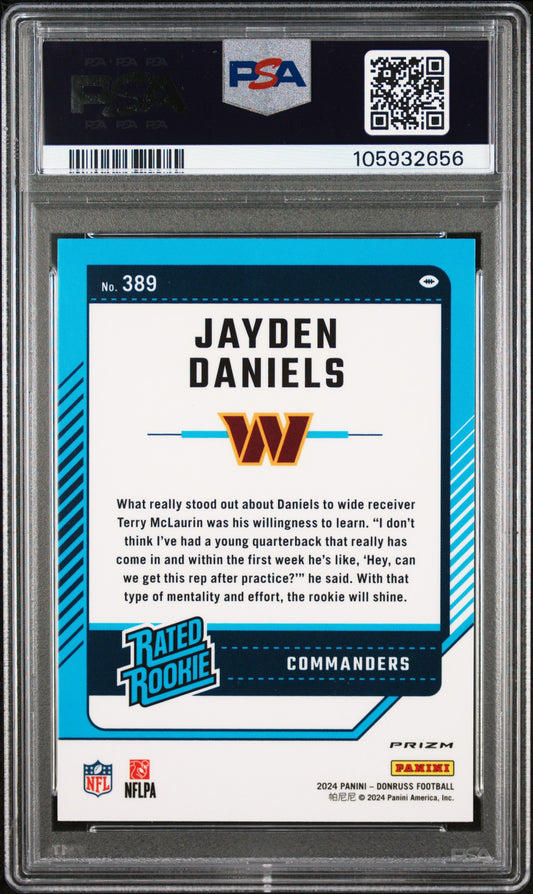 2024 Panini Donruss Jayden Daniels #389 Optic Preview Red Pandora PSA 10