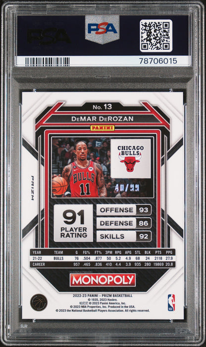 2022 Panini Prizm Monopoly DeMar DeRozan #13 Red PSA 10