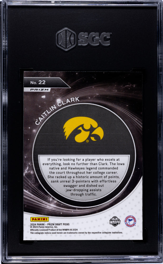 2024 Panini Prizm D.P. Caitlin Clark #22 Student Orientation Ice SGC 10