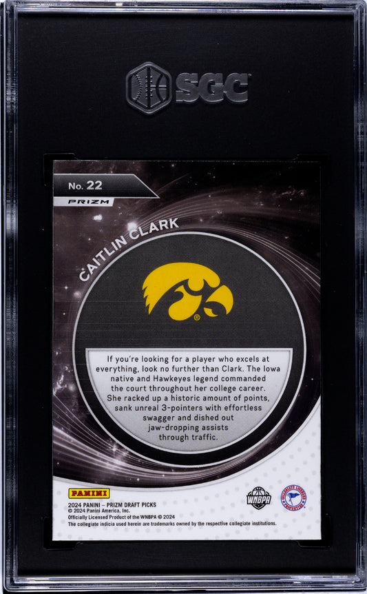 2024 Panini Prizm D.P. Caitlin Clark #22 Student Orientation Ice SGC 10