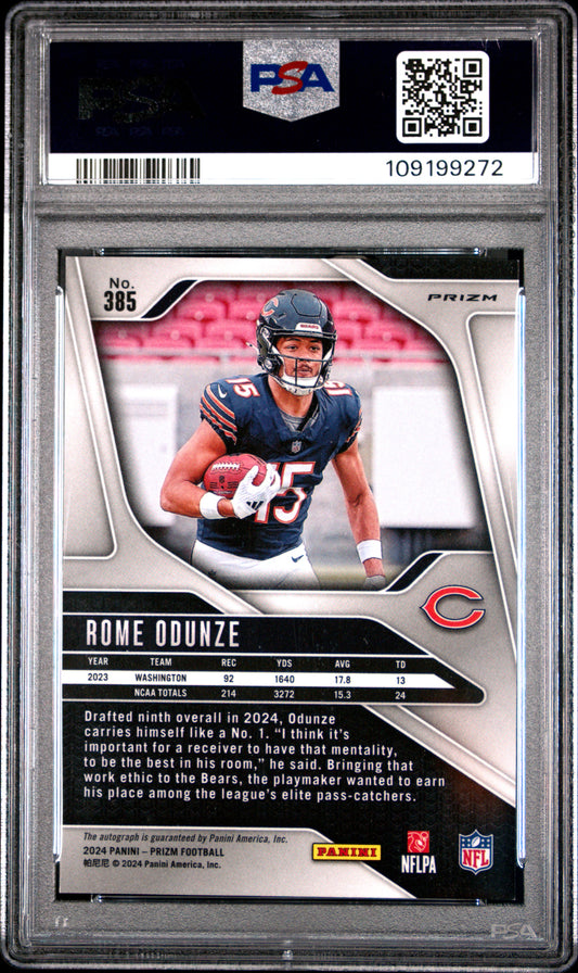 2024 Panini Prizm Rome Odunze #385 Autograph PSA 9