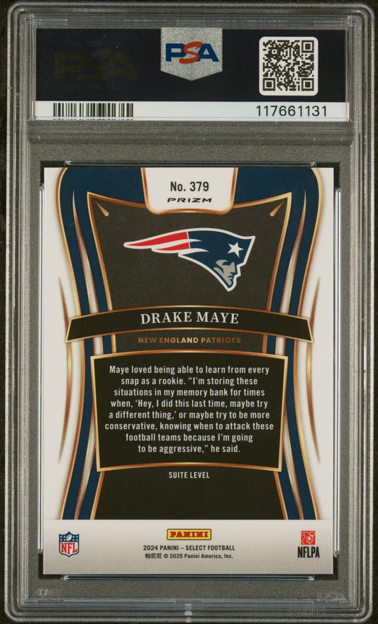 2024 Panini Select Drake Maye #379 Silver Prizm PSA 10