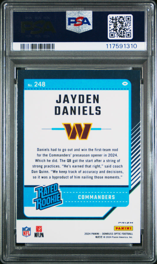 2024 Panini Donruss Optic Jayden Daniels #248 Green Velocity PSA 10