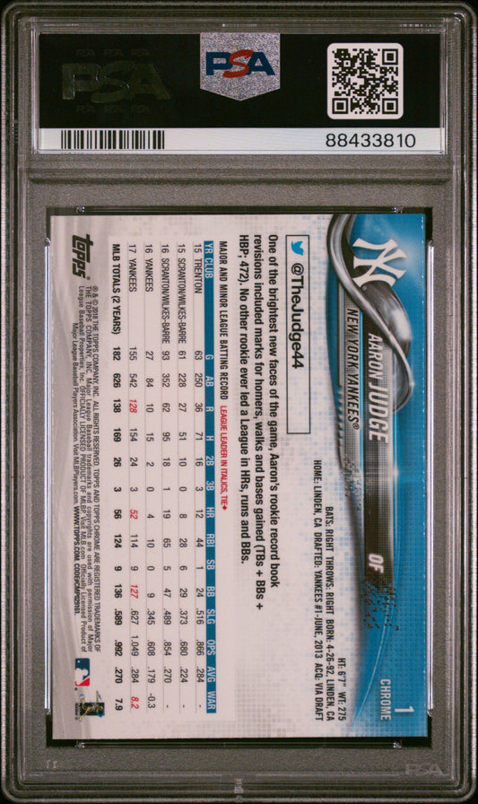 2018 Topps Chrome Aaron Judge #1 Batting PSA 10