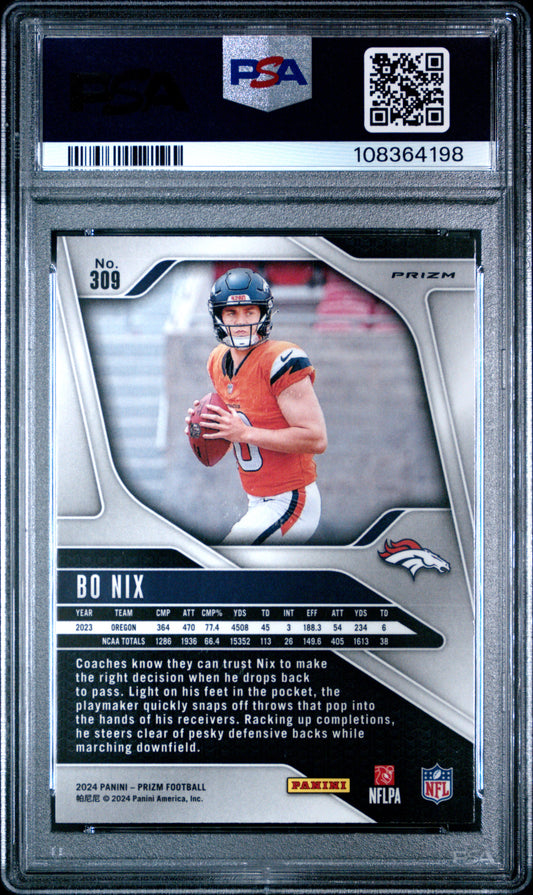 2024 Panini Prizm Bo Nix #309 Disco PSA 10