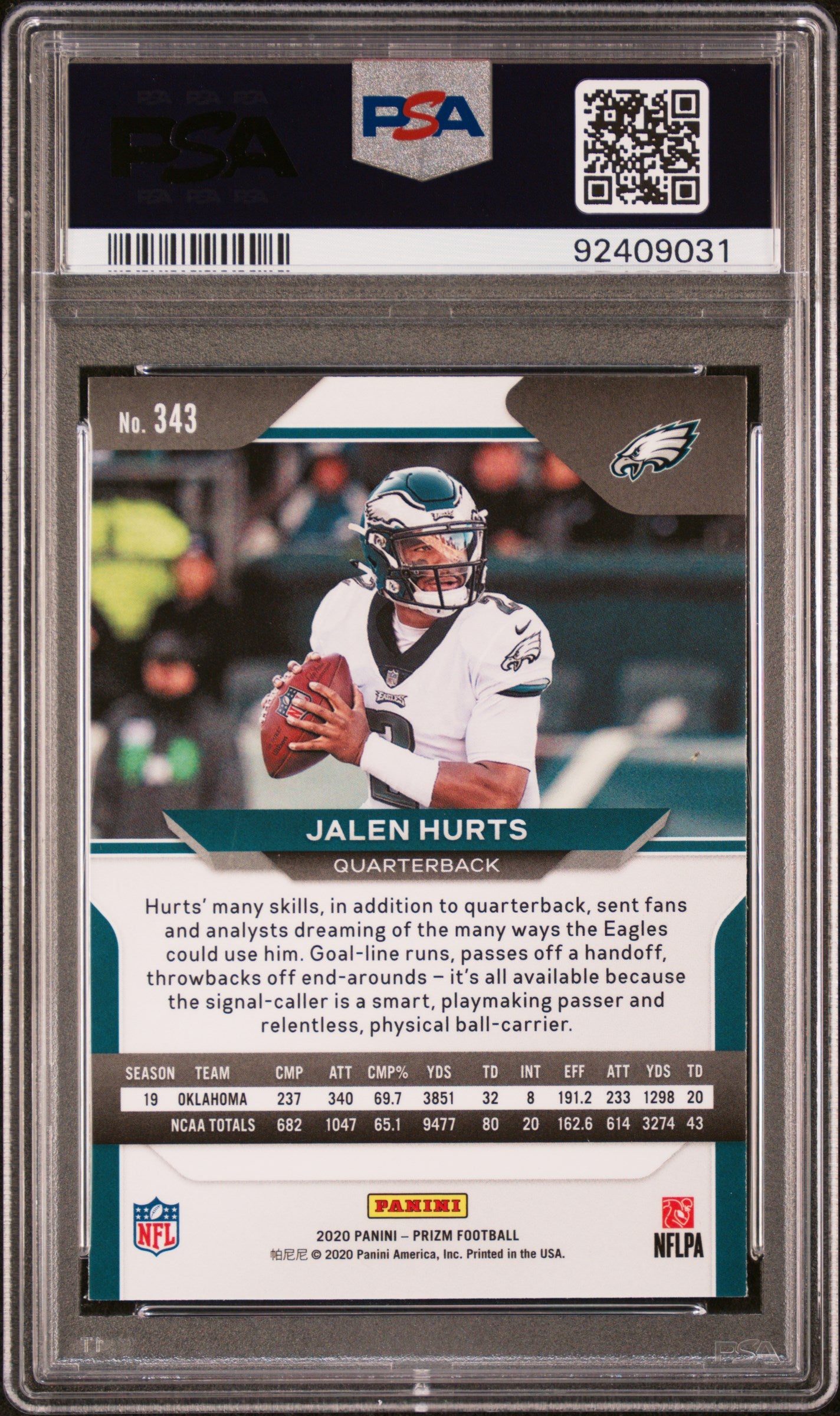 2020 Panini Prizm Jalen Hurts #343 PSA 10