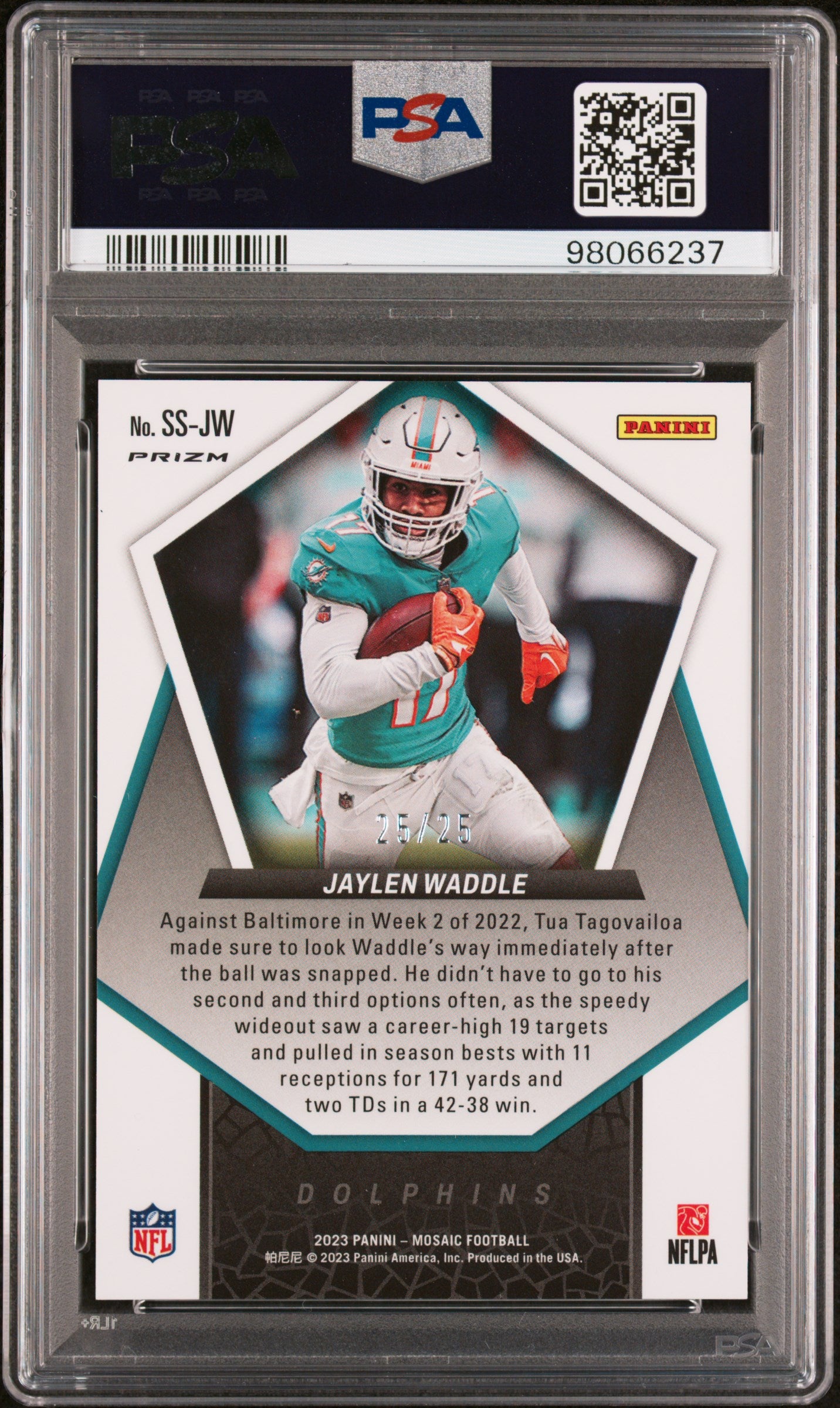 2023 Panini Mosaic Swagger Jaylen Waddle #SSJW White PSA 10