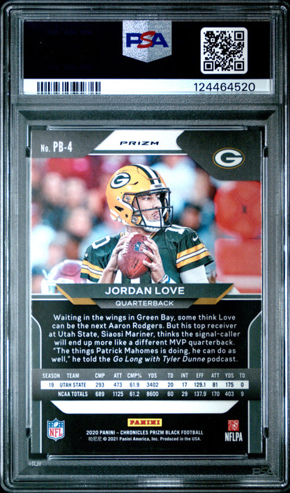 2020 Panini Chronicles Prizm Black Jordan Love #PB4 Silver PSA 9