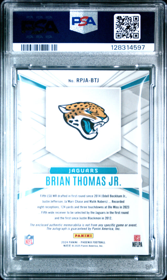 2024 Panini Phoenix Rookie Phenoms Jersey Autographs Brian Thomas JR. #RPJABTJ Jsy Red PSA 10