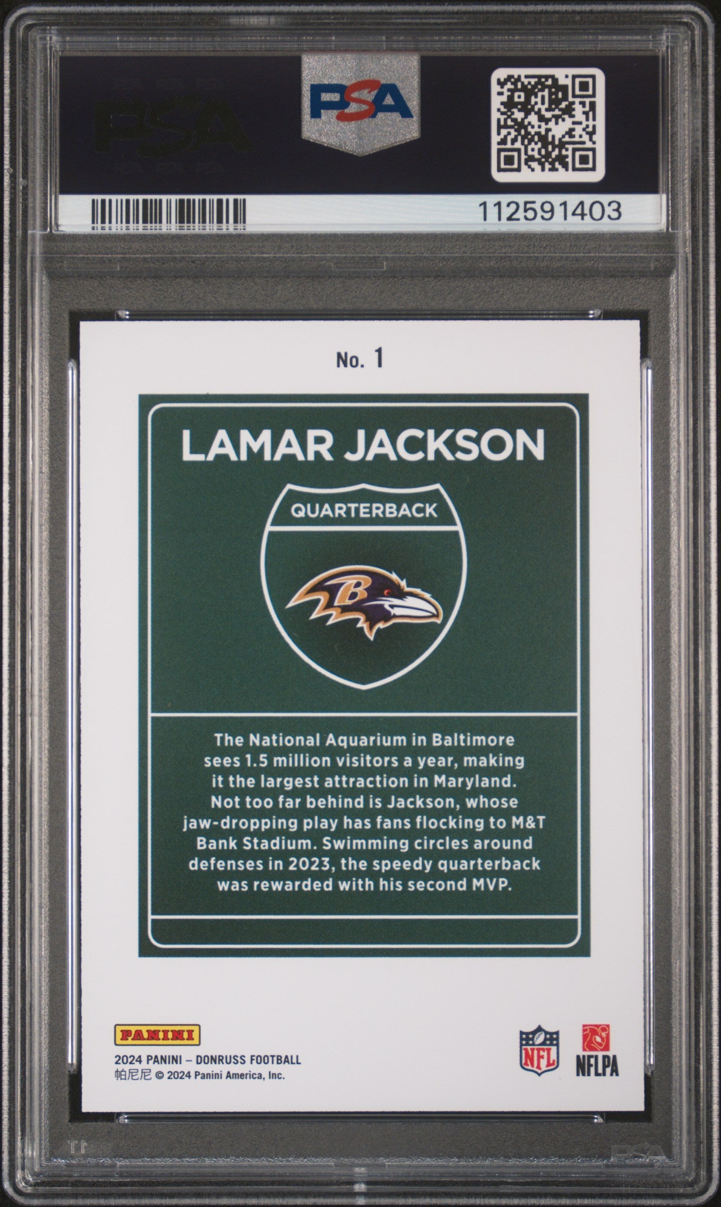 2024 Panini Donruss Downtown! Lamar Jackson #1 PSA 9