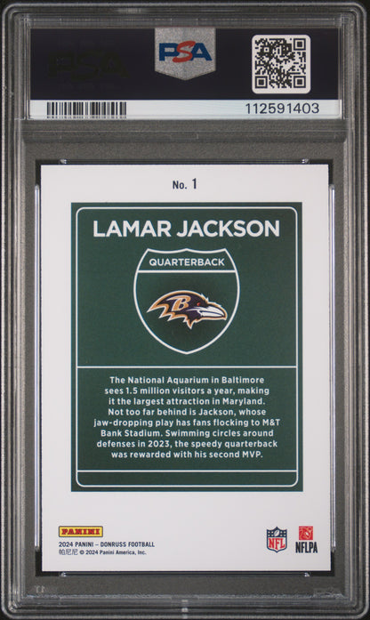 2024 Panini Donruss Downtown! Lamar Jackson #1 PSA 9