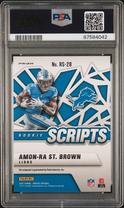 2021 Panini Mosaic Rookie Scripts Amon-Ra ST. Brown #RS28 PSA 9