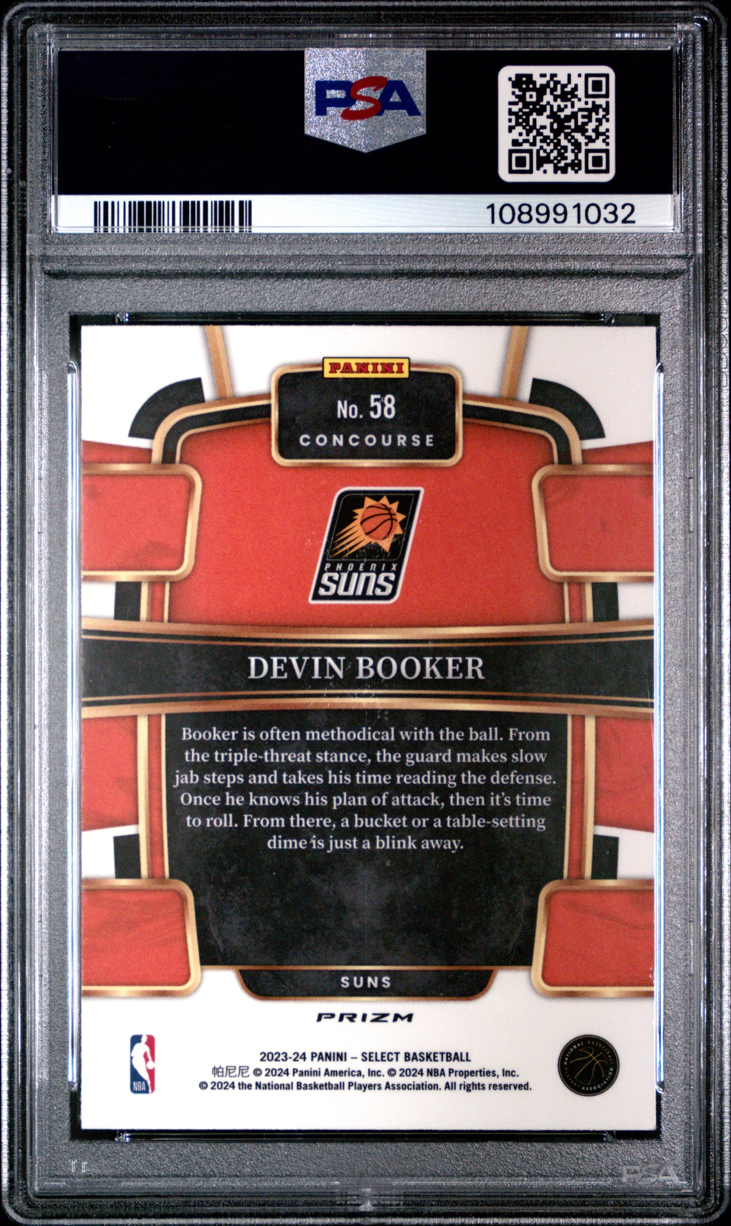 2023 Panini Select Devin Booker #58 Tiger Prizm PSA 10