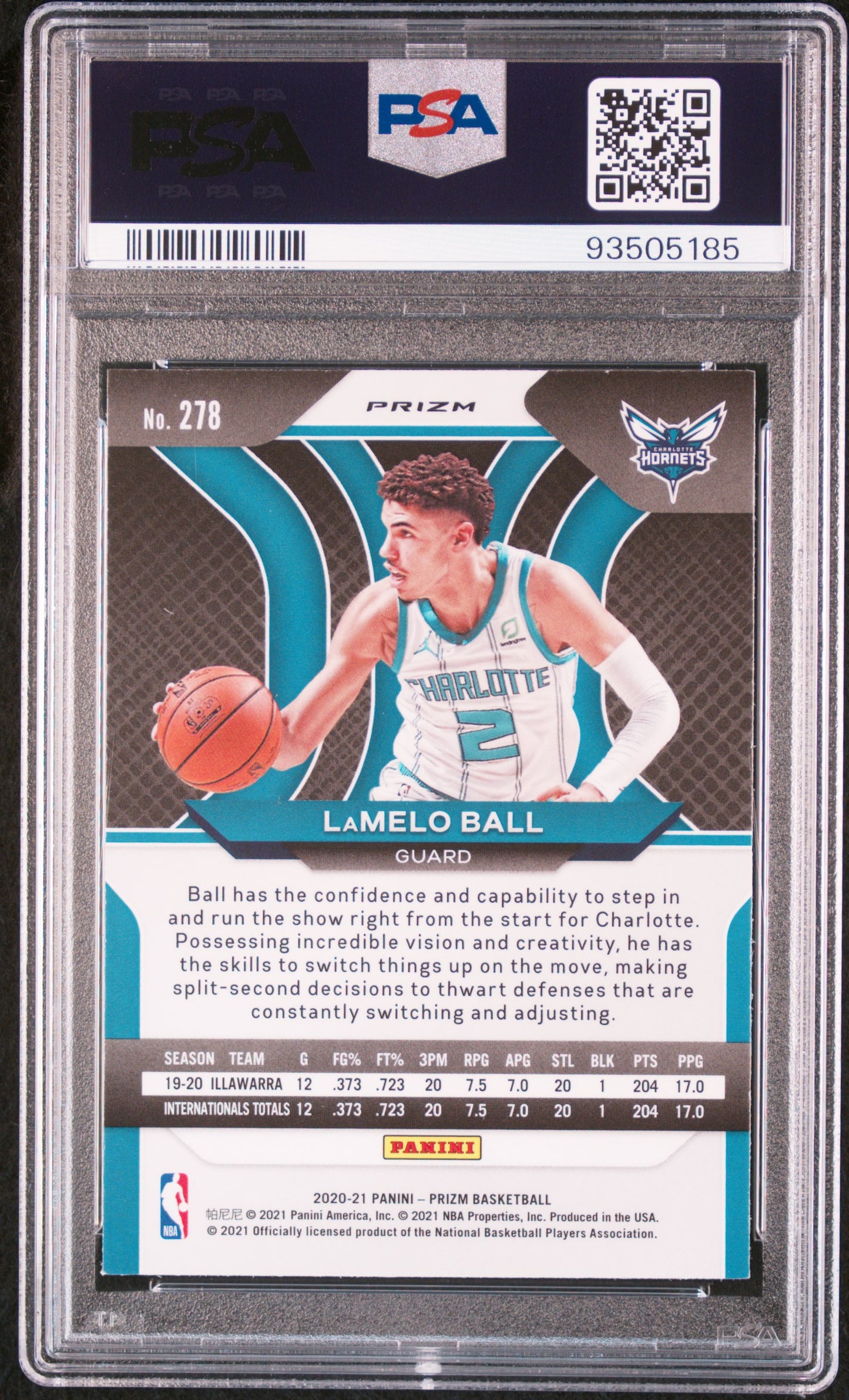 2020 Panini Prizm Lamelo Ball #278 Choice BL Ylw GRN. PSA 9