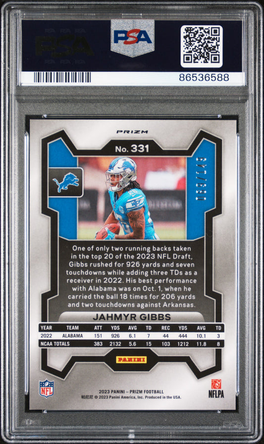 2023 Panini Prizm Jahmyr Gibbs #331 Red Wave PSA 10