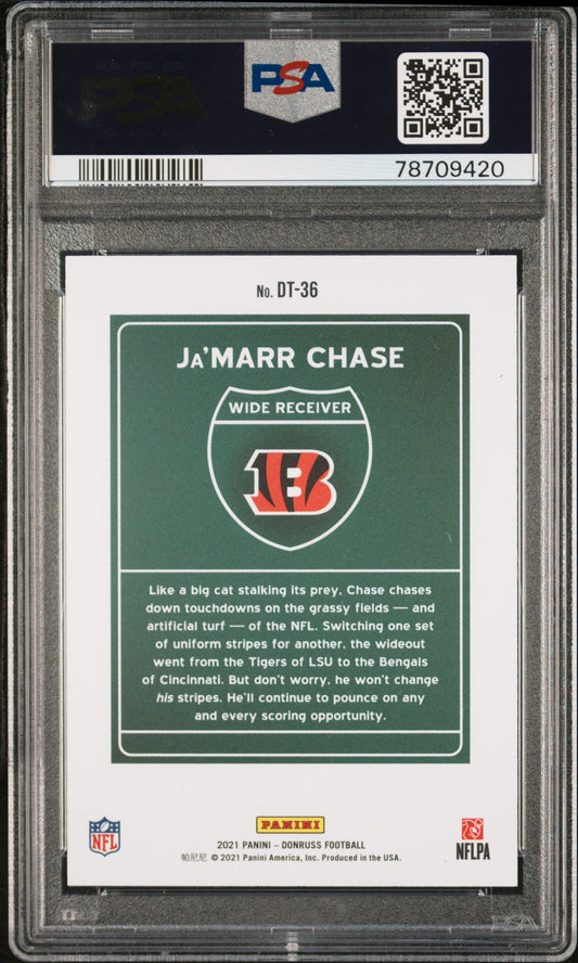 2021 Panini Donruss Downtown Ja'marr Chase #DT-36 Downtown! PSA 9