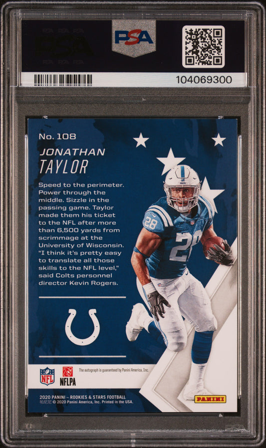 2020 Panini Rookies & Stars Jonathan Taylor #108 Longevity SIG Orange PSA 8