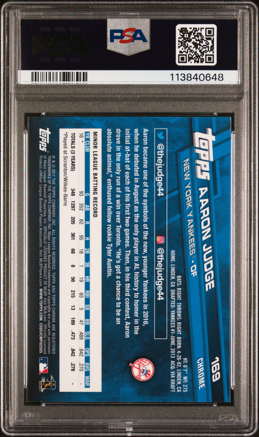 2017 Topps Chrome Aaron Judge #169 PSA 9