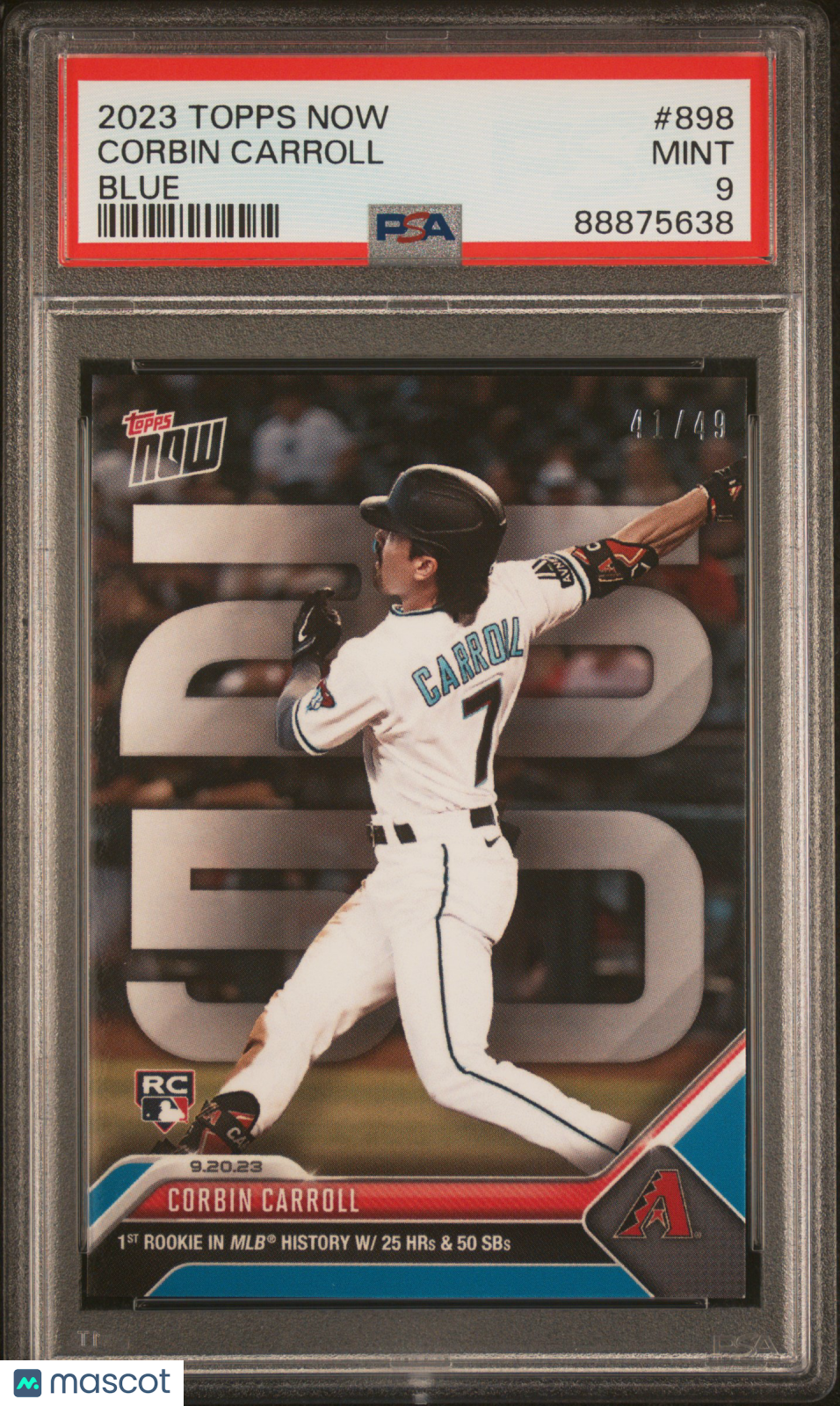 2023 Topps Now Corbin Carroll #898 Blue /49 PSA 9