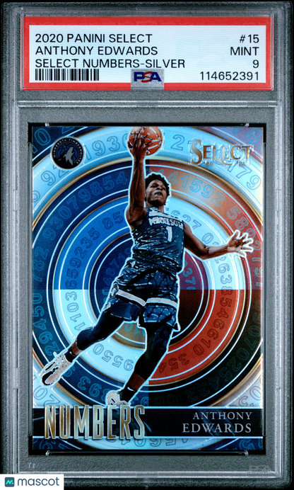 2020 Panini Select Select Numbers Anthony Edwards #15 Silver PSA 9