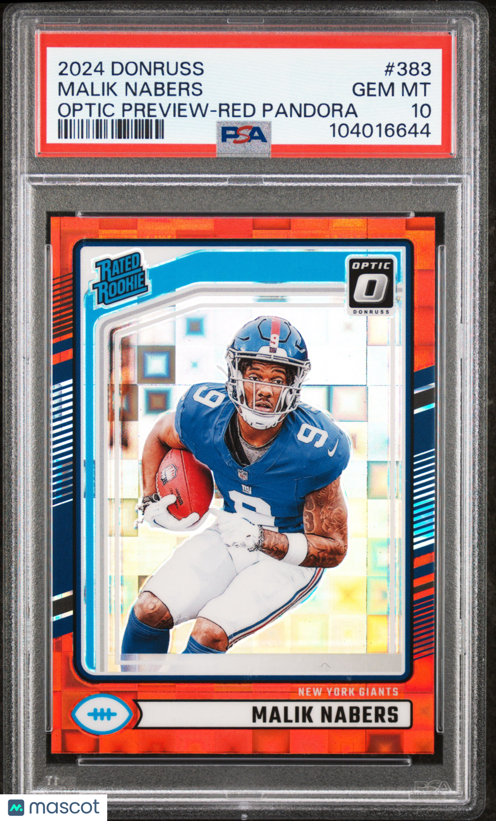 2024 Panini Donruss Malik Nabers #383 Optic Preview Red Pandora PSA 10