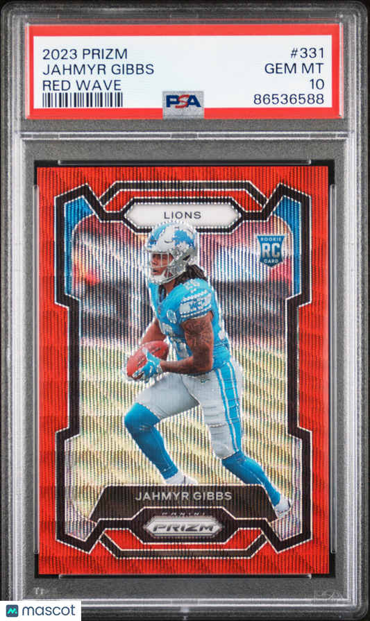 2023 Panini Prizm Jahmyr Gibbs #331 Red Wave PSA 10