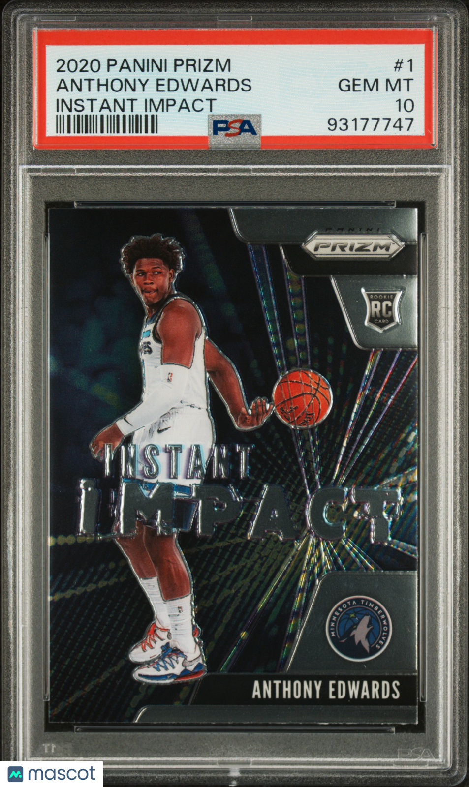 2020 Panini Prizm Instant Impact Anthony Edwards #1 PSA 10