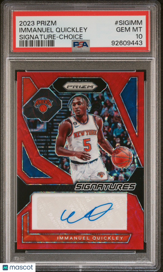 2023 Panini Prizm Signatures Immanuel Quickley #SIGIMM Choice PSA 10