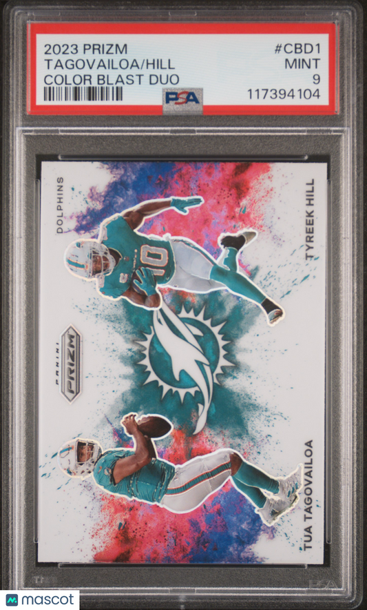 2023 Panini Prizm Color Blast Duo Hill Tagovailoa #CBD1 PSA 9