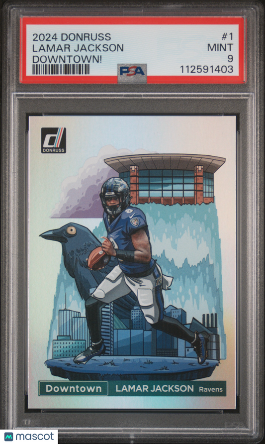 2024 Panini Donruss Downtown! Lamar Jackson #1 PSA 9