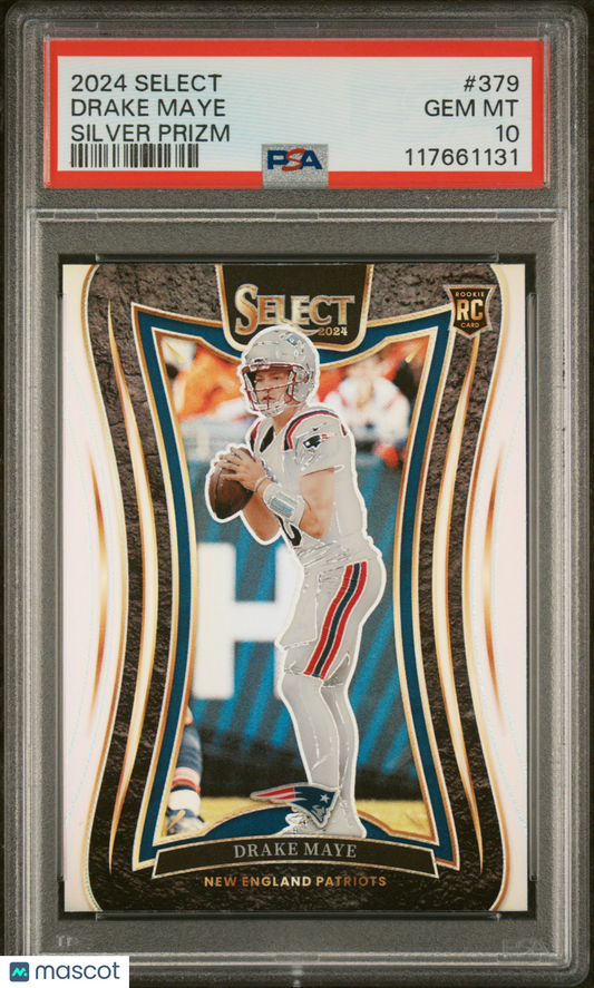 2024 Panini Select Drake Maye #379 Silver Prizm PSA 10