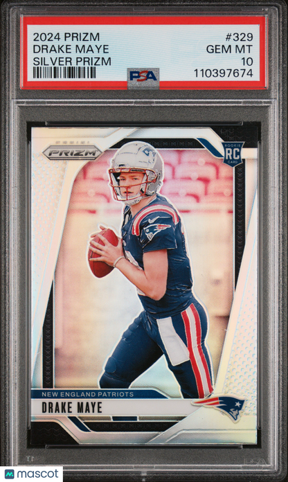2024 Panini Prizm Drake Maye #329 Silver PSA 10