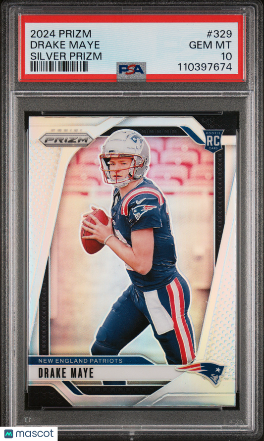 2024 Panini Prizm Drake Maye #329 Silver PSA 10