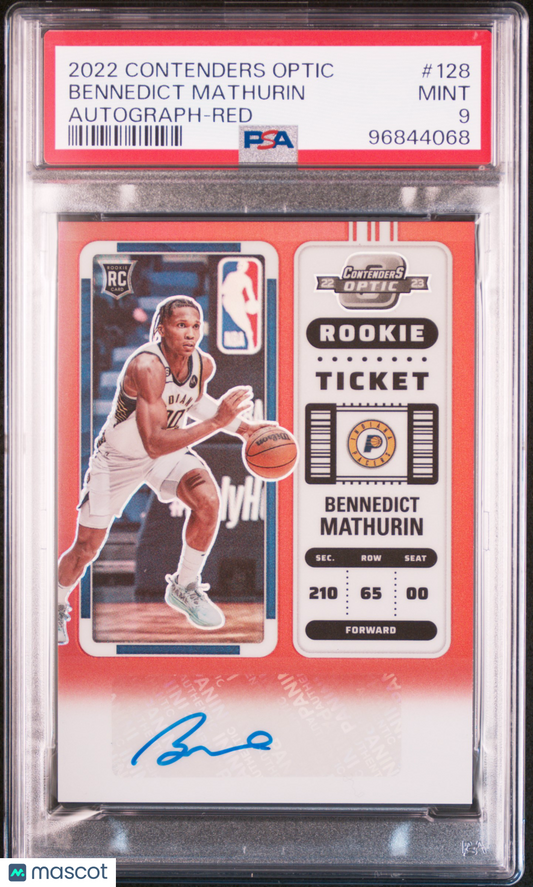 2022 Panini Contenders Optic Bennedict Mathurin #128 Autograph Red PSA 9