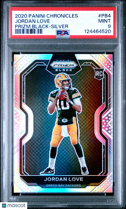 2020 Panini Chronicles Prizm Black Jordan Love #PB4 Silver PSA 9