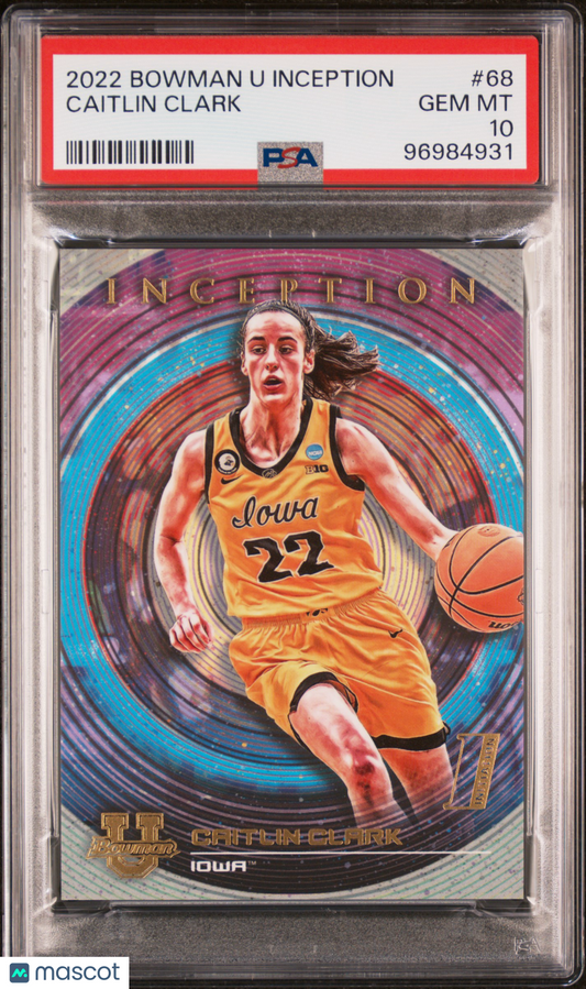 2022 Bowman University Inception Caitlin Clark #68 PSA 10