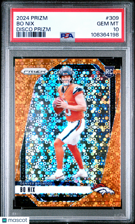 2024 Panini Prizm Bo Nix #309 Disco PSA 10