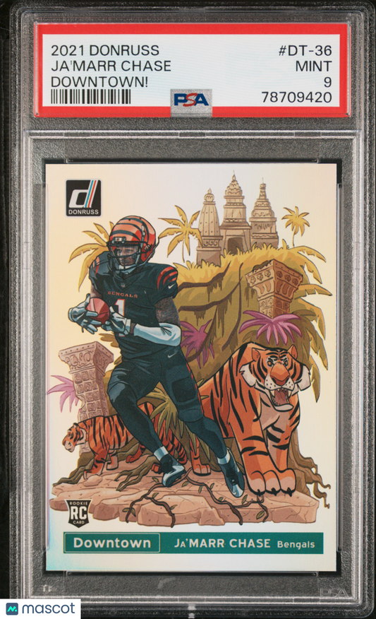 2021 Panini Donruss Downtown Ja'marr Chase #DT-36 Downtown! PSA 9