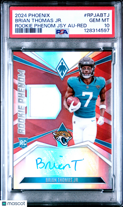 2024 Panini Phoenix Rookie Phenoms Jersey Autographs Brian Thomas JR. #RPJABTJ Jsy Red PSA 10