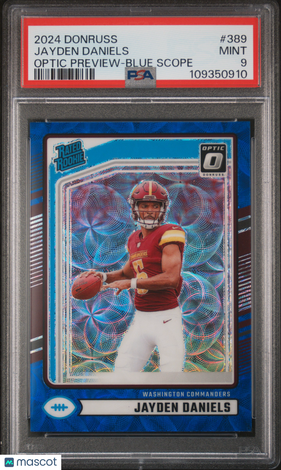 2024 Panini Donruss Jayden Daniels #389 Optic Preview Blue Scope PSA 9