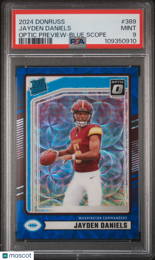 2024 Panini Donruss Jayden Daniels #389 Optic Preview Blue Scope PSA 9