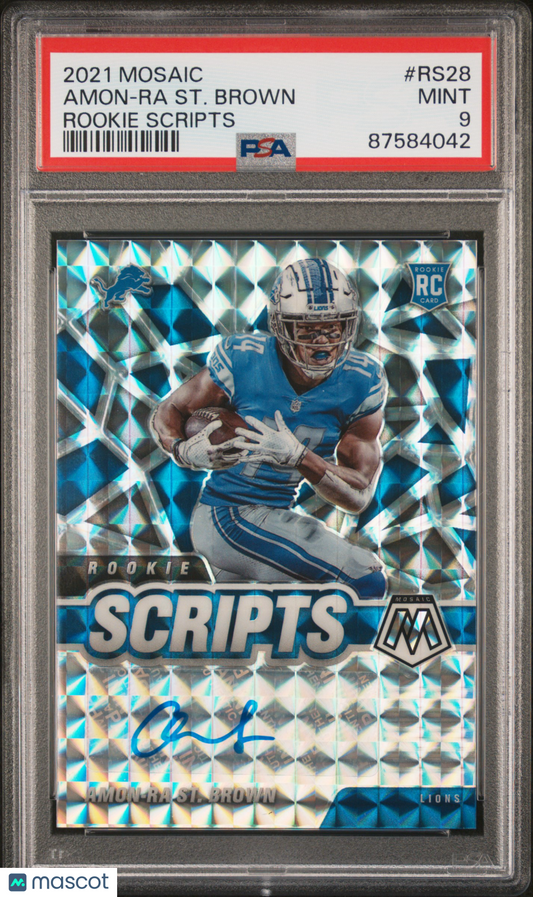 2021 Panini Mosaic Rookie Scripts Amon-Ra ST. Brown #RS28 PSA 9