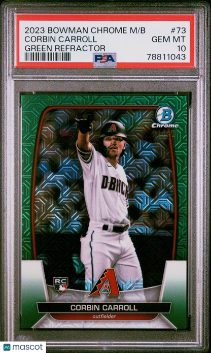 2023 Bowman Mega Box Chrome Corbin Carroll #73 Green Refractor PSA 10