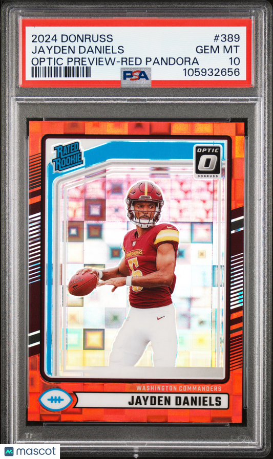 2024 Panini Donruss Jayden Daniels #389 Optic Preview Red Pandora PSA 10
