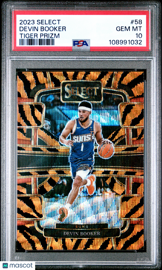2023 Panini Select Devin Booker #58 Tiger Prizm PSA 10